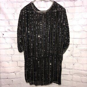 Haute Hippie Black Beaded Tunic Dress – 1920s Glam